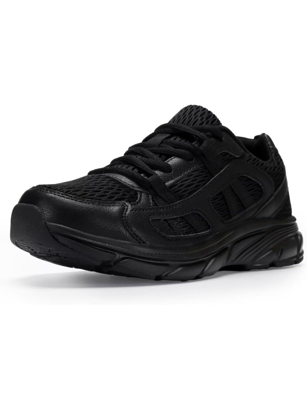 Women's All Black Running Shoes Lightweight Breathable Non Slip Walking Sneakers